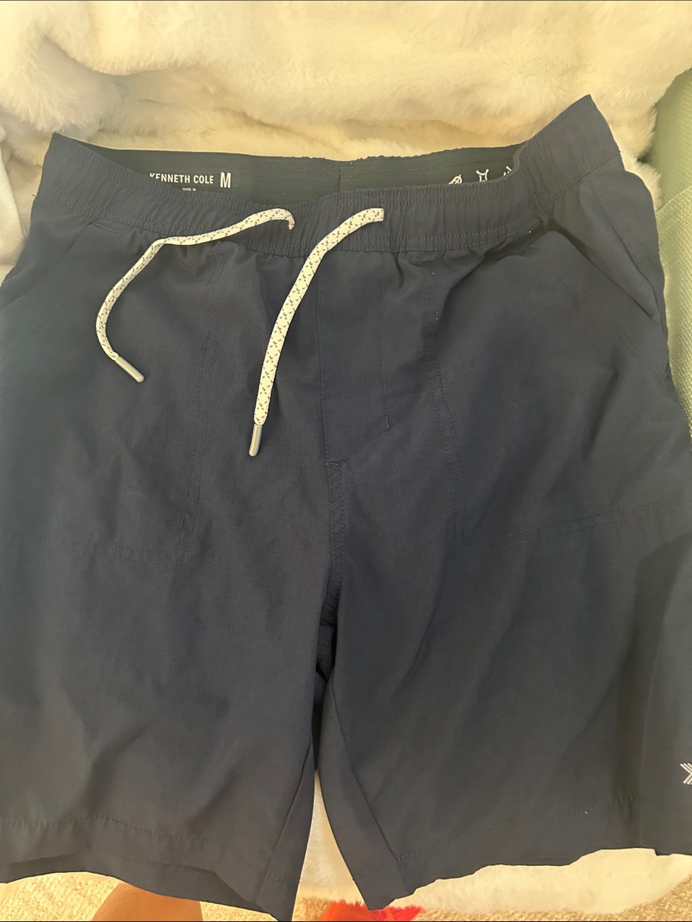 Kenneth Cole Men's Shorts Navy Drawstring Swim Trunks